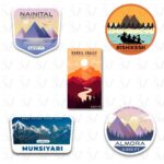 Almora, Harsil-Valley, Munsiyari, Nanital & Rishikesh (Pack of 5 Stickers)
