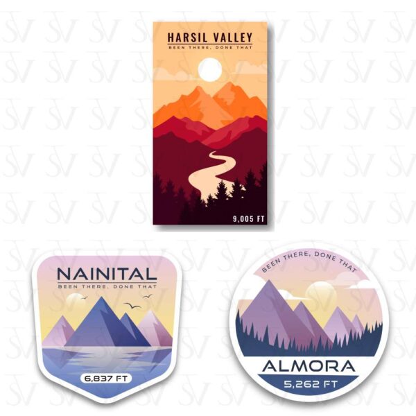 Almora, Harsil Valley & Nanital (Pack of 3 Stickers)