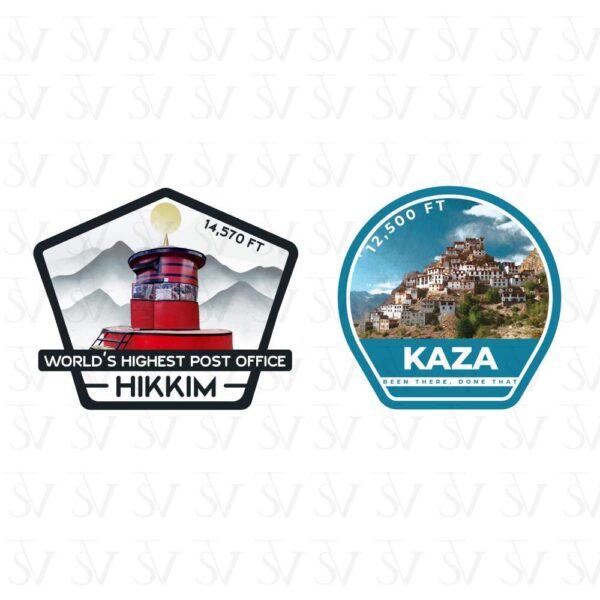 Stick The Vibe - India Series - Hikkim & Kaza, Vinyl Stickers - Decals - Peel & Stick, Sticker for Bike | Helmet | Laptop | Wall Etc. - 3 Inch X 3 Inch (Each) - Pack of 2 Stickers