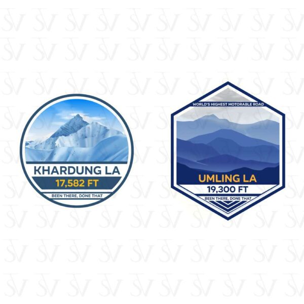Stick The Vibe - India Series - Khardung La & Umling La, Vinyl Stickers - Decals - Peel & Stick, Sticker for Bike | Helmet | Laptop | Wall Etc. - 3 Inch X 3 Inch (Each) - Pack of 2 Stickers