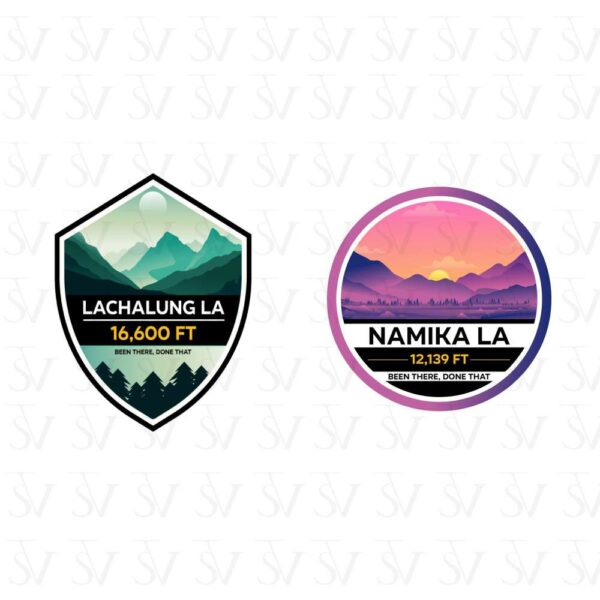 Stick The Vibe - India Series - Lachalung La & Namika La, Vinyl Stickers - Decals - Peel & Stick, Sticker for Bike | Helmet | Laptop | Wall Etc. - 3 Inch X 3 Inch (Each) - Pack of 2 Stickers