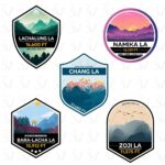 Ladakh high pass stickers with Chang La and Zoji La designs