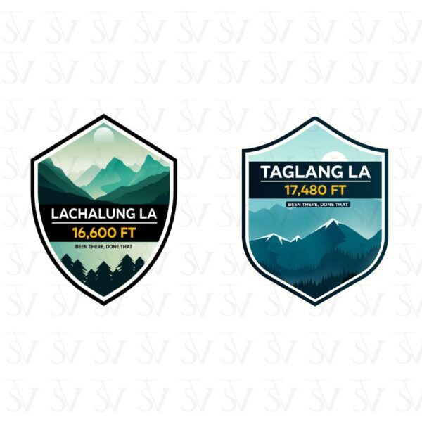 Stick The Vibe - India Series - Lachalung La & Tanglang La, Vinyl Stickers - Decals - Peel & Stick, Sticker for Bike | Helmet | Laptop | Wall Etc. - 3 Inch X 3 Inch (Each) - Pack of 2 Stickers