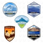 Ladakh stickers with Khardung La, Umling La and Pangong designs