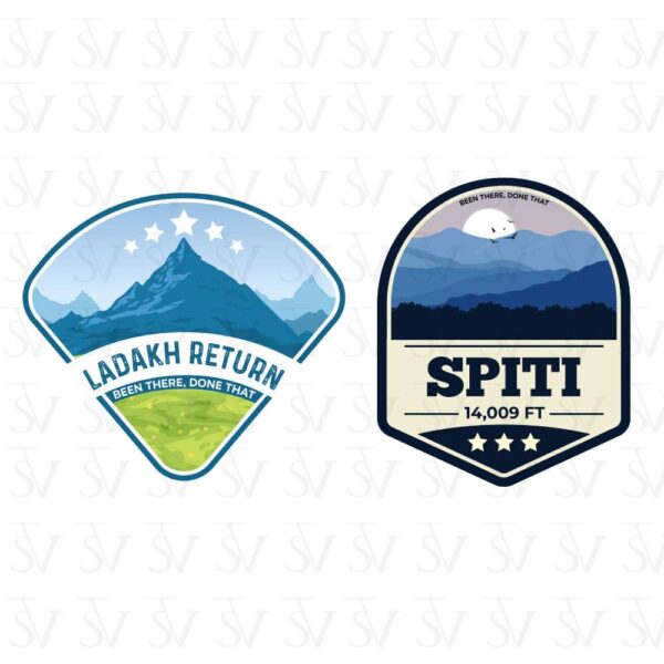 Stick The Vibe - India Series - Ladakh & Spiti, Vinyl Stickers - Decals - Peel & Stick, Sticker for Bike | Helmet | Laptop | Wall Etc. - 3 Inch X 3 Inch (Each) - Pack of 2 Stickers