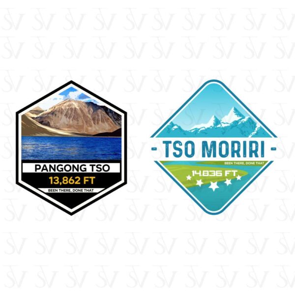 Stick The Vibe - India Series - Pangong TSO & TSO Moriri, Vinyl Stickers - Decals - Peel & Stick, Sticker for Bike | Helmet | Laptop | Wall Etc. - 3 Inch X 3 Inch (Each) - Pack of 2 Stickers