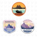 Uttarakhand stickers with Rishikesh, Nainital and Almora designs