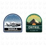 Shimla and Chitkul stickers with mountain landscape designs