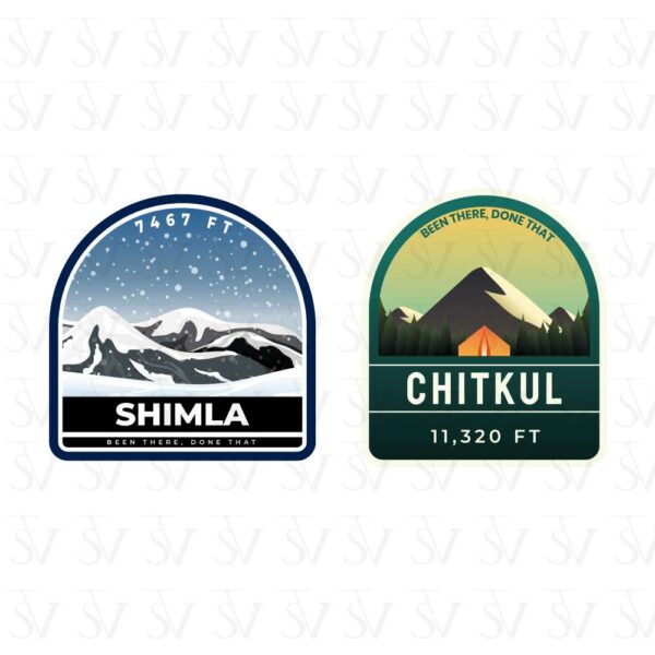 Stick The Vibe - India Series - Shimla & Chitkul, Vinyl Stickers - Decals - Peel & Stick, Sticker for Bike | Helmet | Laptop | Wall Etc. - 3 Inch X 3 Inch (Each) - Pack of 2 Stickers