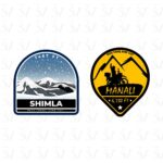 Shimla and Manali stickers with mountain and biking design