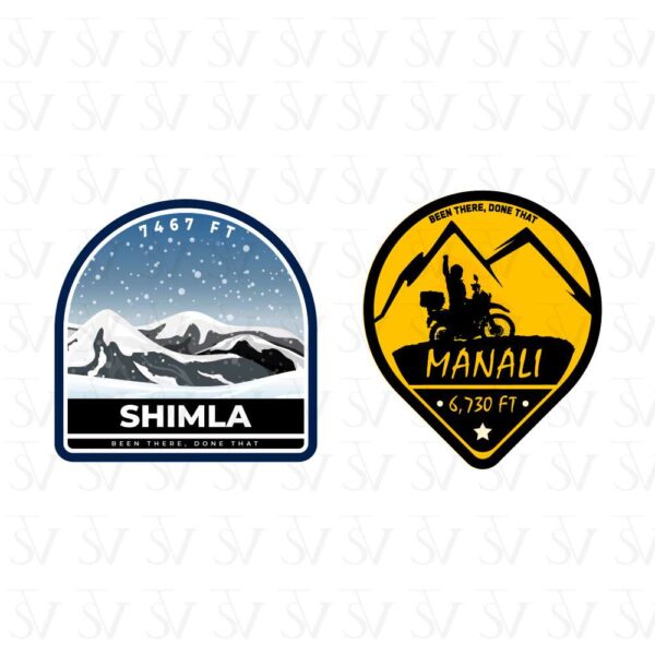 Stick The Vibe - India Series - Shimla & Manali, Vinyl Stickers - Decals - Peel & Stick, Sticker for Bike | Helmet | Laptop | Wall Etc. - 3 Inch X 3 Inch (Each) - Pack of 2 Stickers