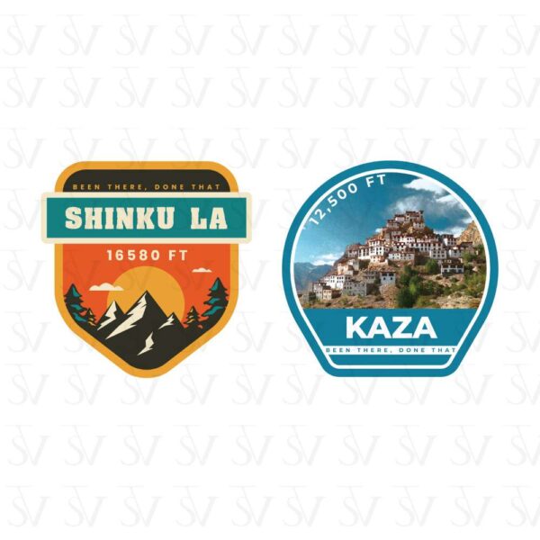 Stick The Vibe - India Series - Shinku La & Kaza, Vinyl Stickers - Decals - Peel & Stick, Sticker for Bike | Helmet | Laptop | Wall Etc. - 3 Inch X 3 Inch (Each) - Pack of 2 Stickers