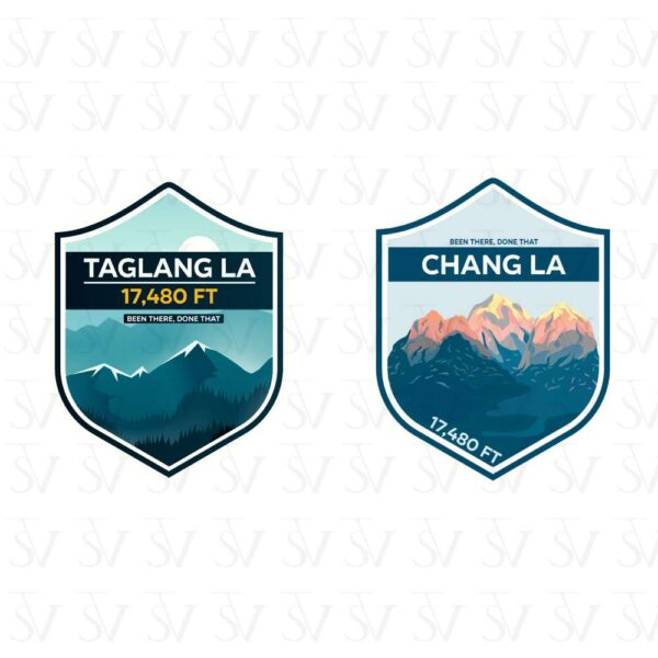 Stick The Vibe - India Series - Tanglang La & Chang La, Vinyl Stickers - Decals - Peel & Stick, Sticker for Bike | Helmet | Laptop | Wall Etc. - 3 Inch X 3 Inch (Each) - Pack of 2 Stickers