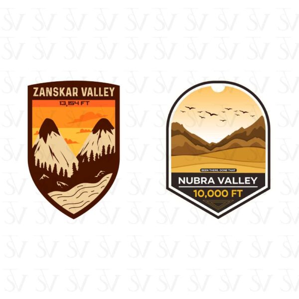 Stick The Vibe - India Series - Zanskar Valley & Nubra Valley, Vinyl Stickers - Decals - Peel & Stick, Sticker for Bike | Helmet | Laptop | Wall Etc. - 3 Inch X 3 Inch (Each) - Pack of 2 Stickers