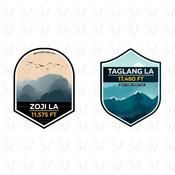 Stick The Vibe - India Series - Zoji La & Tanglang La, Vinyl Stickers - Decals - Peel & Stick, Sticker for Bike | Helmet | Laptop | Wall Etc. - 3 Inch X 3 Inch (Each) - Pack of 2 Stickers