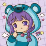 Kawaii anime girl sticker with cute hoodie character