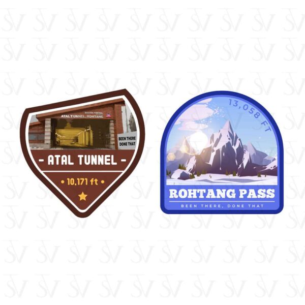 Stick The Vibe - India Series - Atal Tunnel & Rothang Pass, Vinyl Stickers - Decals - Peel & Stick, Sticker for Bike | Helmet | Laptop | Wall Etc. - 3 Inch X 3 Inch (Each) - Pack of 2 Stickers
