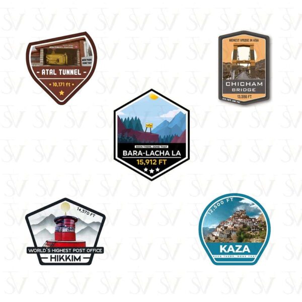 Stick The Vibe, Spiti 01 Vinyl - Decals - Peel & Stick, Sticker for Bike | Helmet | Laptop | Wall Etc. - 3 Inch X 3 Inch (Each) - Pack of 5