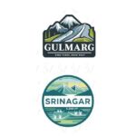 Kashmir stickers with Gulmarg mountains and Srinagar lake design