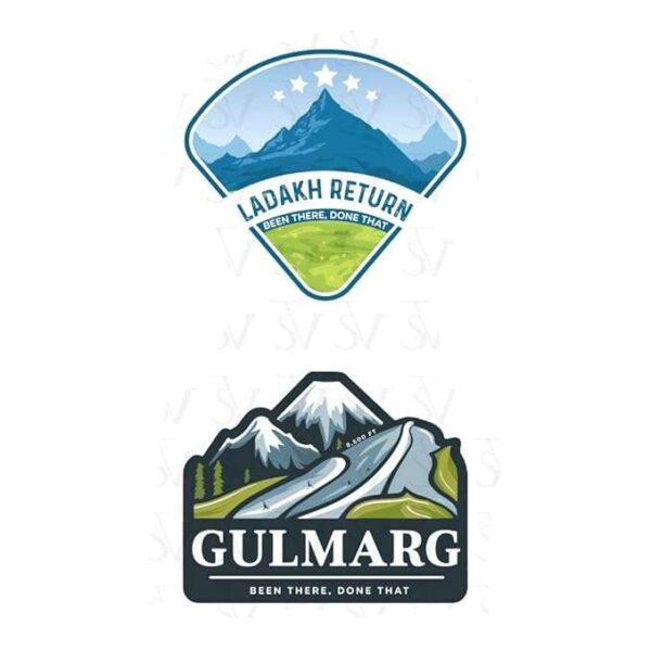 Stick The Vibe, Jammu & Kashmir, Pack of 2, Vinyl Stickers - Gulmarg & Ladakh- Peel & Stick, Sticker for Bike | Helmet | Laptop | Wall Etc. - 3 Inch X 3 Inch (Each)
