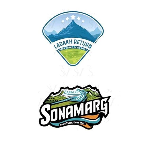 Stick The Vibe, Jammu & Kashmir, Pack of 2, Vinyl Stickers - Sonamarg & Ladakh- Peel & Stick, Sticker for Bike | Helmet | Laptop | Wall Etc. - 3 Inch X 3 Inch (Each)