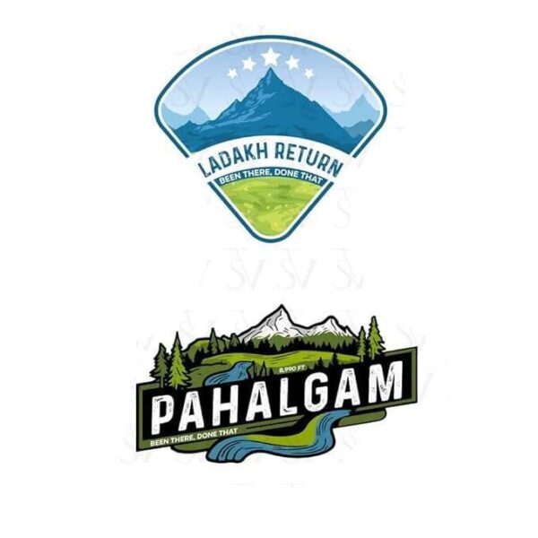 Stick The Vibe, Jammu & Kashmir, Pack of 2, Vinyl Stickers - Ladakh & Pahalgam - Peel & Stick, Sticker for Bike | Helmet | Laptop | Wall Etc. - 3 Inch X 3 Inch (Each)