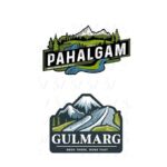 Kashmir stickers with Pahalgam valley and Gulmarg mountain design