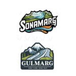 Kashmir stickers with Sonamarg and Gulmarg mountain landscapes
