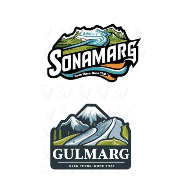 Stick The Vibe, Jammu & Kashmir, Pack of 2, Vinyl Stickers - Sonamarg & Gulmarg- Peel & Stick, Sticker for Bike | Helmet | Laptop | Wall Etc. - 3 Inch X 3 Inch (Each)
