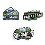 Kashmir stickers with Gulmarg, Pahalgam and Sonamarg mountain designs