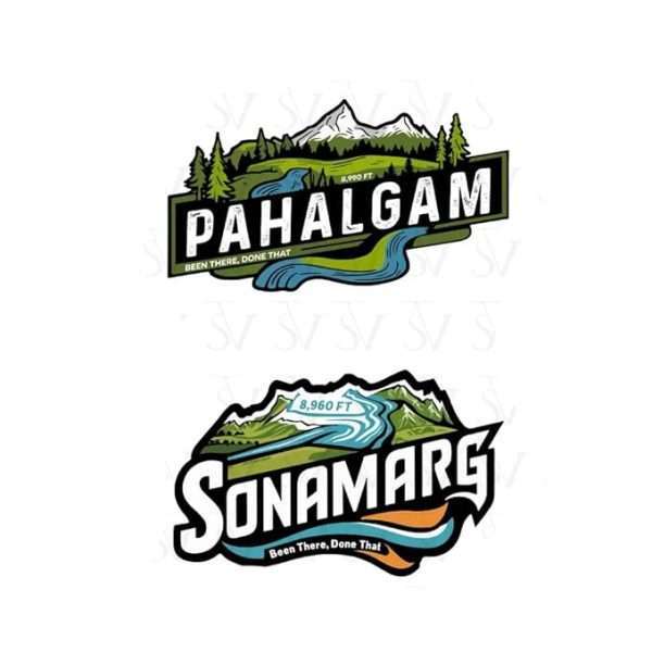 Stick The Vibe, Jammu & Kashmir, Pack of 2, Vinyl Stickers - Sonamarg & Pahalgam- Peel & Stick, Sticker for Bike | Helmet | Laptop | Wall Etc. - 3 Inch X 3 Inch (Each)