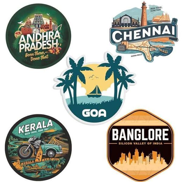 Andra Pradesh, Kerala, Goa, Chennai & Banglore (Pack of 5 Stickers)
