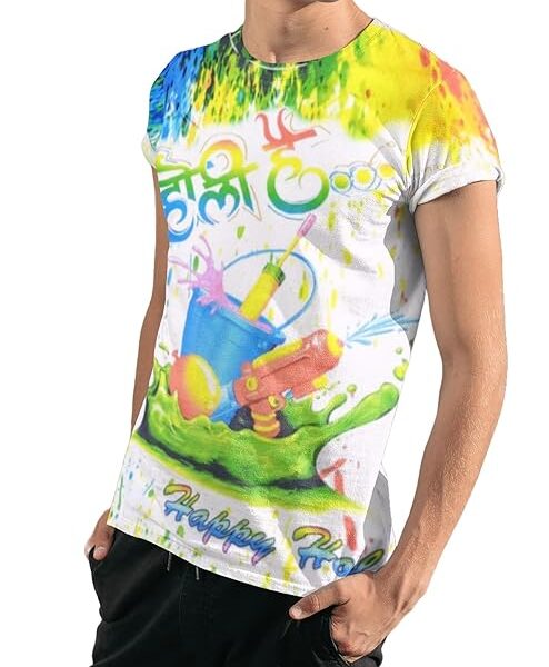 STICK THE VIBE, Happy Holi Tshirts for Mens & Womens - Unisex Half Sleev Round Neck Tshirts Holi