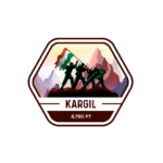 Kargil Ladakh sticker with soldiers and mountain background