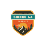 Shinku La travel sticker with mountain sunset design at 16,580 ft