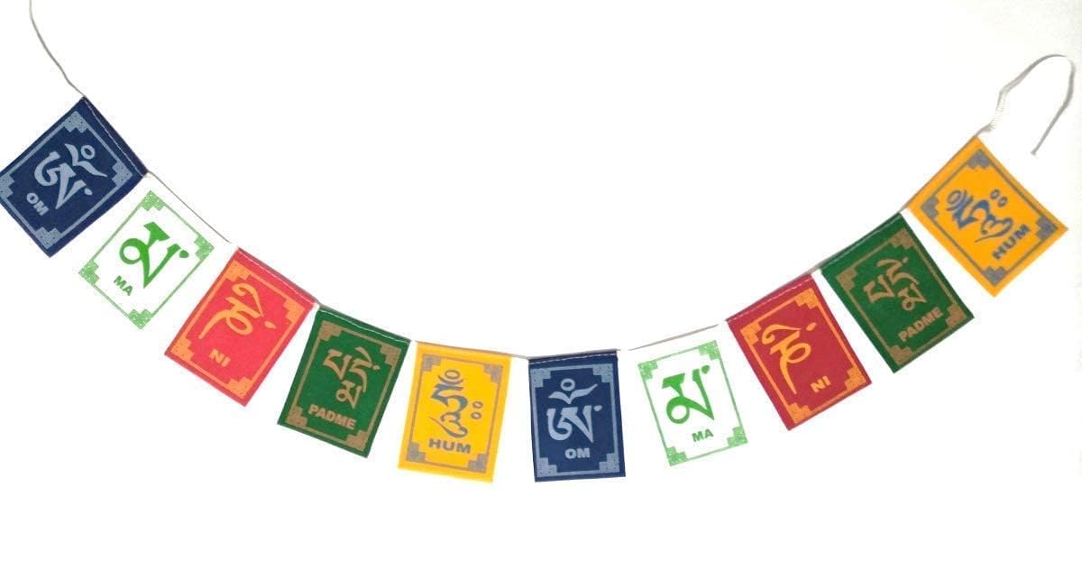 51UafArnYOL._SL1200_ Tibetan Buddhist Prayer Flag, Multicolor Ladakh Prayer Flag, Om Mani Padme Hum Mantra Flag - Image 1