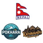 Nepal travel stickers with Pokhara Kathmandu and flag designs
