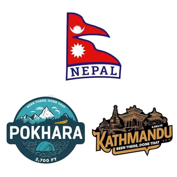 Nepal, Pokhara & Kathmandu (Pack of 3 Stickers)