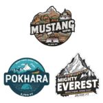 Nepal travel stickers with Mustang Pokhara and Everest designs