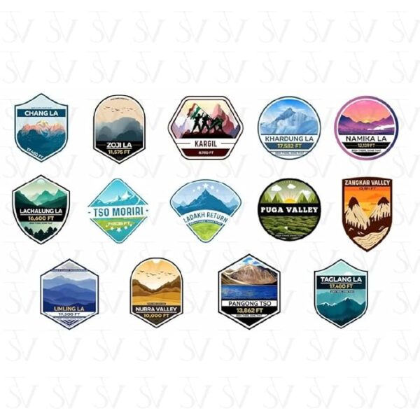 Ladakh adventure sticker pack with mountain destinations