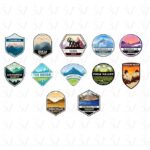 Ladakh travel stickers with mountains, valleys, and iconic passes