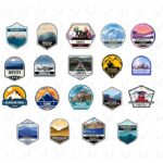 Ladakh and Spiti travel sticker collection with mountain destinations