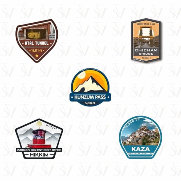 Atal Tunnel, Chicham Bridge, Kunzum Pass, Hikkim, Kaza (Pack of 5)