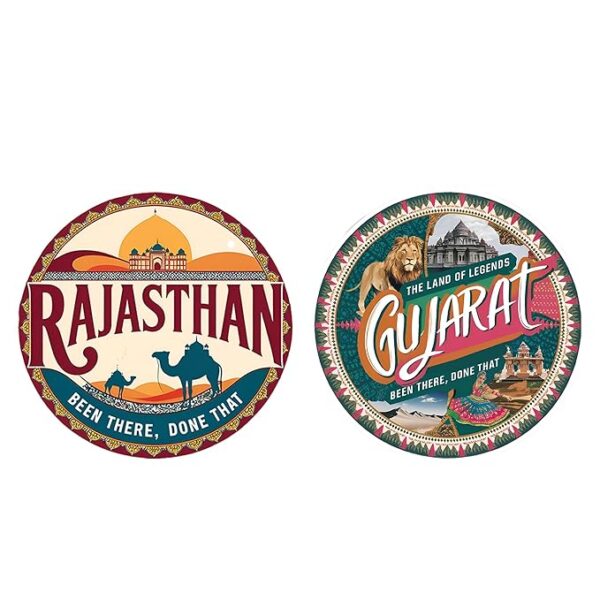 Rajasthan and Gujarat travel stickers with cultural designs