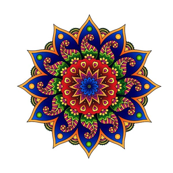 Colorful floral rangoli mandala decorative design